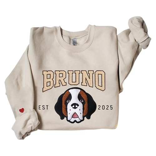 Custom Pet Embroidered Sweatshirt, Embroidered Dog Sweatshirt Faux Fur Tex, Custom Dog Face Embroidered Sweatshirt From Photo, Pet Lovers Gift, Gift For Mom