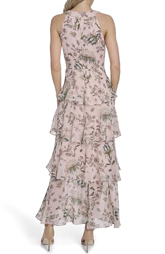 Image of Tommy Hilfiger Women's Sleeveless Halter Neck Tiered Skirt Maxi Dress