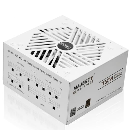 Majesty Power Supply 750W Gold | Supports New RTX 50 | Fully Modular | Low Noise | ATX 3.1 & PCIe 5.1 Compatible | 105C Capacitors | 80+ GOLD Efficiency | Modern Standby Support | White