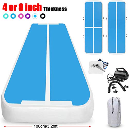 KIKILIVE 20ft Air Track Tumbling Mat, 8 inches Thickness Inflatable Gymnastics Airtrack Mat