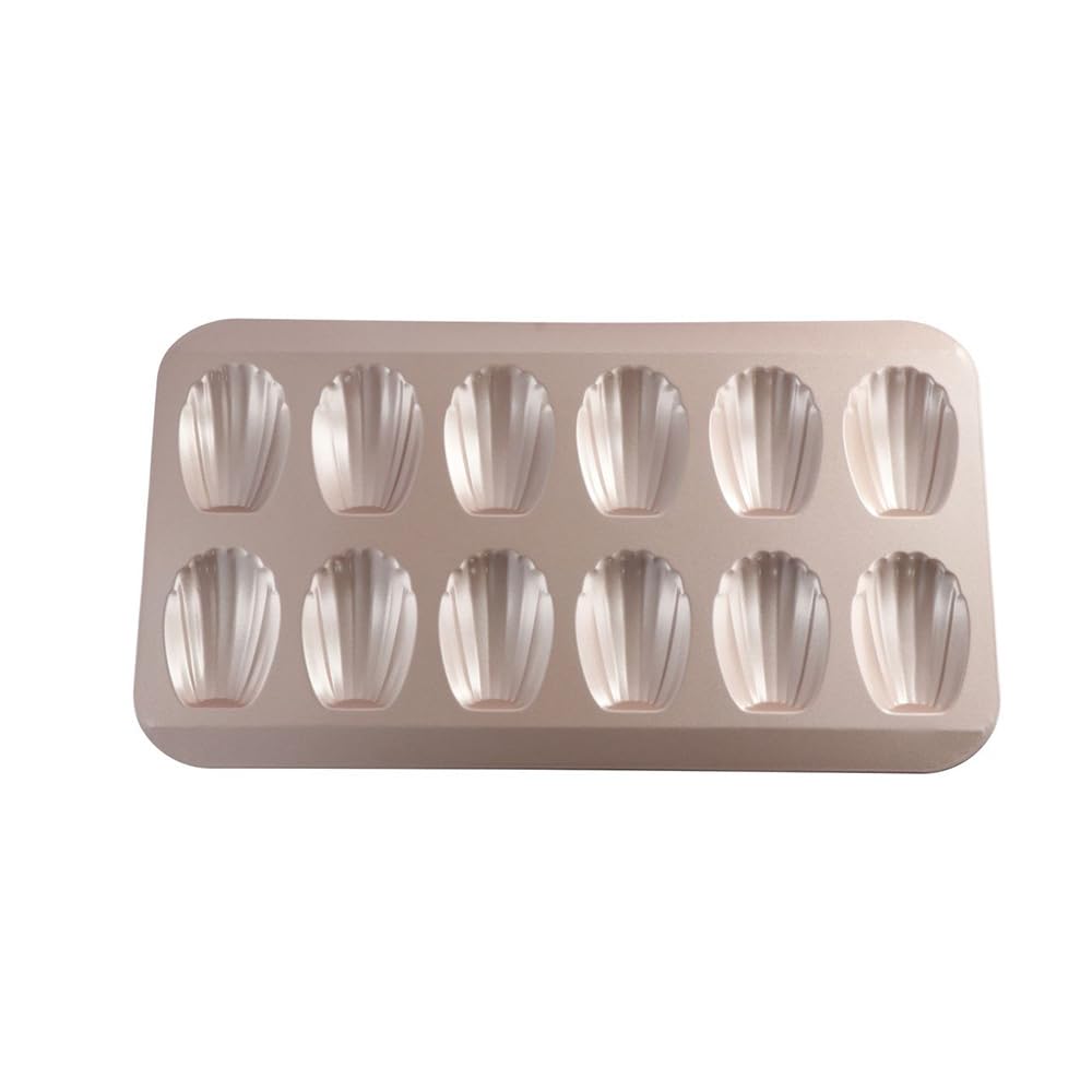 Carbon Steel Madeleine Pan,12-Cavity Heavy Duty Nonstick Cookie Pans Baking Tray Mini Cake Mould Shell Shape Cookies Trays for Oven Baking