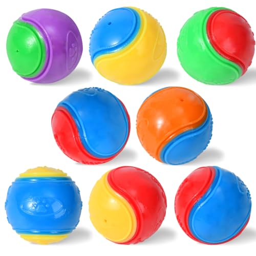 BOXZOO 8Pcs Squeaky Dog Balls Indestructible Dog Ball Balls for Dogs Training Teeth Cleaning Puppy Chew Toys