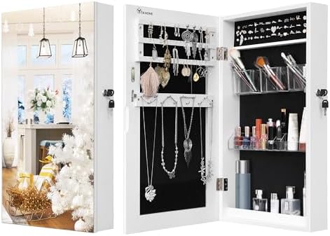 OUTDOOR DOIT Schmuckschrank Mit Spiegel - Abschließbarer Wandspiegel Mit Stauraum Blau