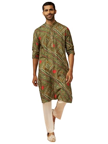 Ensemble kurta Bandhani pour homme finitions premium et tissu imprimé