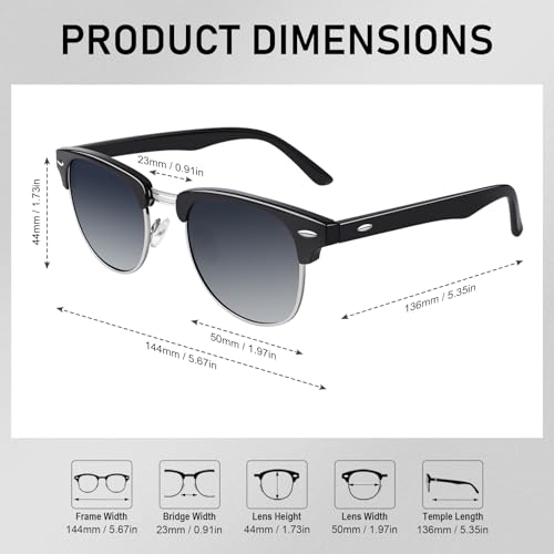 Image of GQUEEN Classic Horn Rimmed Semi Rimless Polarized Sunglasses for Men Women GQO6