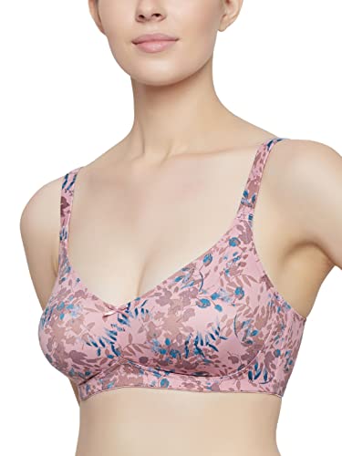 Image of Triumph Minimizer Bra for Women| Non Wired Non Padded| My Flower Series Full Coverage Lingerie Visually Reduces Bust by One Cup Size Wireless Floral Microfiber Support Bra Pack of 1