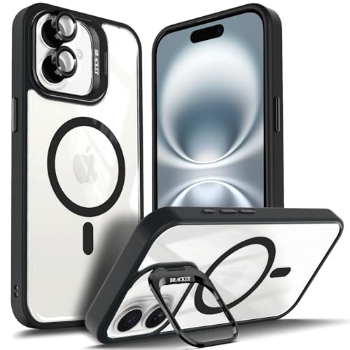 YZB Designed for iPhone 11 Phone Case, Black | Magnetic Compatible with MagSafe | Built-in Stand & Camera Lens Protector | Anti-Yellowing & Scratch-Resistant Crystal Clear Back Cover
