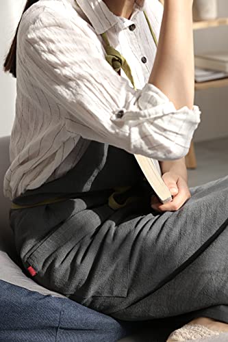 Hanee Kitchen Apron For Women, Men (Dark Gray) Linen Cooking Aprons With Pocket #TOP6