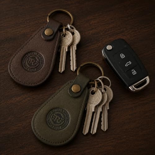 Image of Leather Strap Keychain, Embossed Logo Design, Durable Premium Key Ring for Bike Lovers & Gift Use