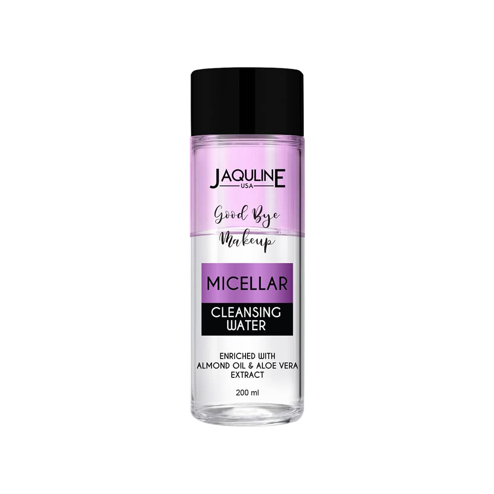 JAQULINE USA Goodbye Makeup Micellar Cleansing Water | Removes All Makeup | Infused with Almond Oil & Aloe Vera | Nourishes & Glowing Skin | Gentle & Hydrating