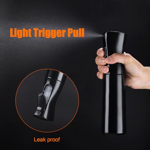GRIFEMA Sprühflasche 300 ml – Ultrafeiner Nebel, 360° Sprühkopf, Ergonomischer Griff, Wiederbefüllbar, BPA-frei, Schwarz, Für Pflanzen, Haar, Küche, GE2001B-300B