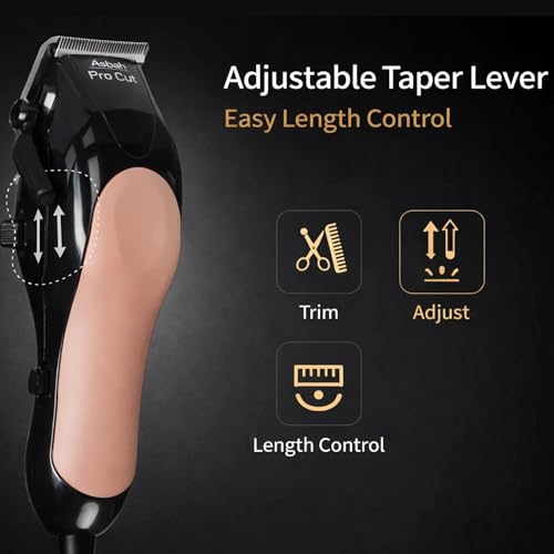 Image of ASBAH Pro Cut Professional Hair Clipper for Men - High Precision Stainless Steel Blades, Adjustable Taper Lever, Powerful Motor, Corded Grooming Trimmer for Salon & Home Use