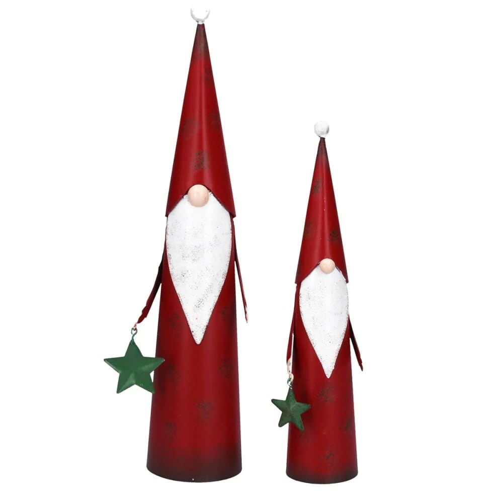 Gisela Graham Tin Cone Santa Ornaments, set of two