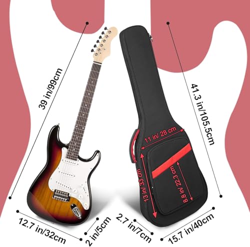 Image of Electric Guitar Bag 7mm Padding Electric Guitar Case, 39 Inch Electric Guitar Gig Bag Backpack with Neck Strap and Pockets, Black