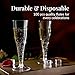 Prestee 100 Pack Clear Plastic Champagne Flutes - 4.5 oz Durable Disposable Champagne Glasses for Parties, Weddings, Toasting and Large Celebrations - Elegant Wine Glasses Stemware for Easy Cleanup