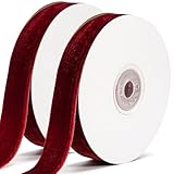 Samtband Rot 20mm x 18m Schleifenband Weihnachten, Satinband für Geschenkverpackung, Weihnachtsdeko, Dekoband und Basteln (Rot)