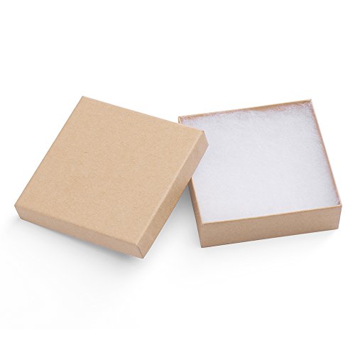 MESHA 16 Pcs Jewelry Boxes 3.5x3.5x1 Inches Kraft Square Cardboard Boxes Bracelet Boxes with Cotton Filled