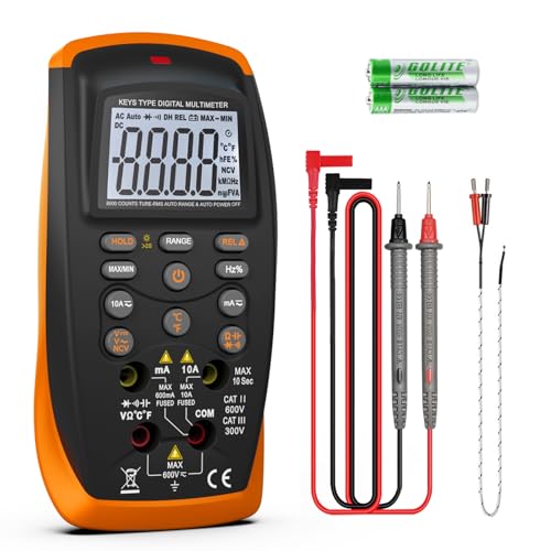 SURLABA Digitales Multimeter, XF-42B Voltmeter TRMS 6000 Count Spannungs Strommesser Ohmmeter, NCV Volt Ampere Widerstand Dioden Durchgangsmessung Tastverhältnis Kapazität Frequenz Temperatur