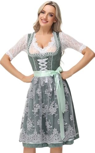 BENNIES Dirndl dames midi klederdrachtjurk dames klederdrachtrok klederdrachtmode jurk dirndlblouse voor Oktoberfest roze, roze, 54