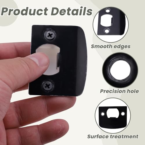 Fatiya 2 Sets Standard Türschloss Schließblech Edelstahl Türriegel Platten Universal Riegel Striker Restorer Lock Catcher Ersatz mit Schrauben Boxen Holzdübel (Schwarz)