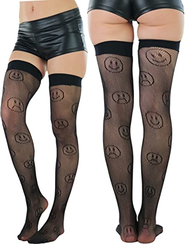 Image of ToBeInStyle Women's Sexy Nylon Versatile Fine Fishnet Thigh High Stockings w /Opaque Band