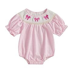 Bow Plaid Onesie Pink
