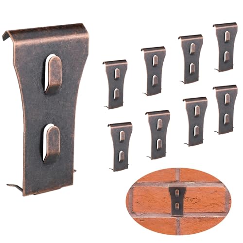 Image of Brick Hooks for Hanging No Drill Outdoor Brick Hanger Brick Wall Clips Picture Hangers Fit 2-1 /4 to 2-3 /8 inch Height Metal Brick Clamps for Outside Home Decor (8Pcs)
