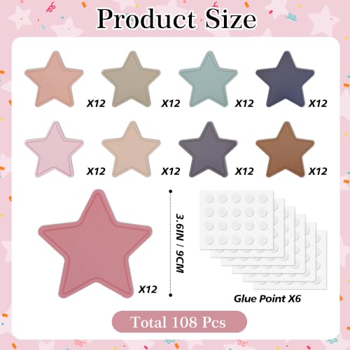 Image of Vuzvuv 108Pcs 3.6 Inch Morandi Star Cutouts for Classroom Wall Cutouts