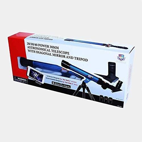 Tele-Science 23011 20/30/40 Power Astronomical Telescope with Tripod, 30 mm, Blue