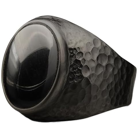 Slvaria Black Onyx Hammered Sterling Silver Ring Cover