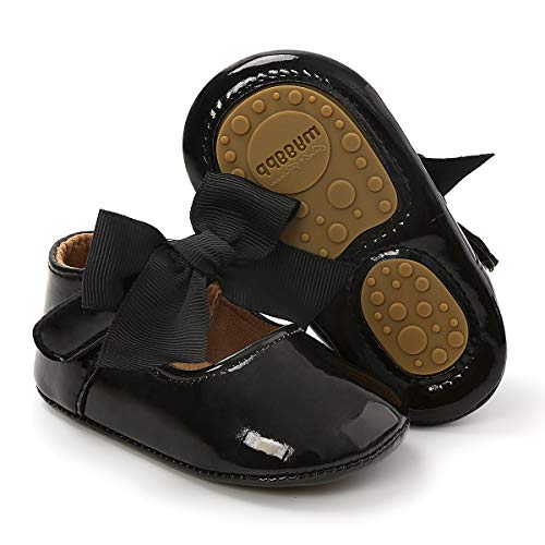 Babelvit Baby Girl Permium Sparkly Mary Jane Flats Wedding Flower Pricess Dress Shoes Soft Rubber Sole PU Leather Infant Toddler Pre-Walker Walking Shoes Moccasinss Crib Shoes