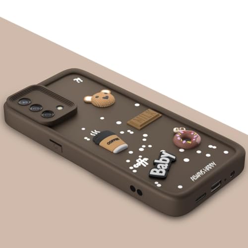Image of Bintage Cute Fun Ball | Taddy Cartoon 3D Smiley Coffee Cup | Milk Donut | Full Camera Protection Back Cover Compatible for Oppo CPH2223 / Oppo F19s - Brown