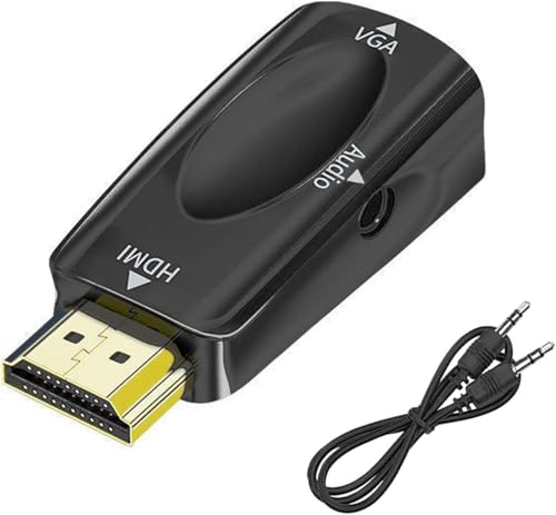 SZJUNXIAO HDMI naar VGA, unidirectionele HDMI-computer naar VGA-monitor (mannelijk naar bus) met 3,5 mm audiostekker, compatibel met tv-stick, computer, pc, monitor, projector, Raspberry Pi, Roku, X