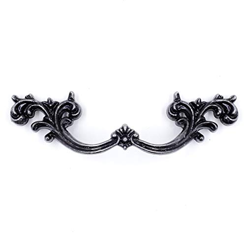 Jetland French Provincial Drawer Pulls - 6-Pack, Iron Scratches, 3" Hole Centers, Vintage Shabby Chic Pulls for Dresser Nightstand Cabinet, PW1619AS76