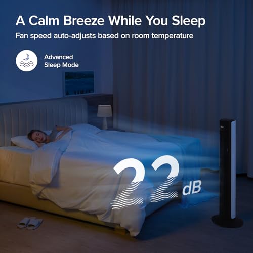 Image of LEVOIT Classic 42-inch Tower Fan for Home, 1472 CFM Powerful Fan, 22dB Quiet as You Sleep, 90 L&R Oscillation, 60 U&D Airflow, 12H Timer, 5-Speed and 4 Modes with Temperature Sensor, Remote Control
