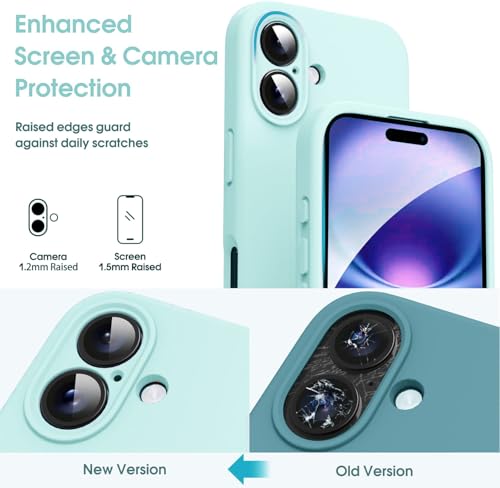 Image of mobistyle Designed for iPhone 16 Plus Soft Liquid Silicone Slim Protective with Microfiber Lining Phone Back Cover Case for iPhone 16 Plus (Aqua)