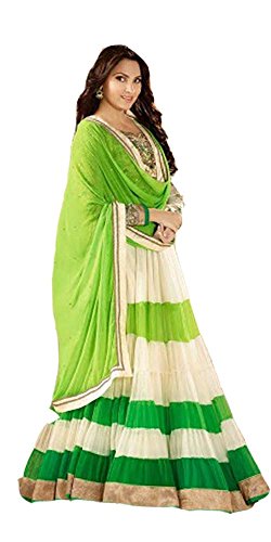 Robe designer Bollywood Lara Dutta verte et blanche style indien