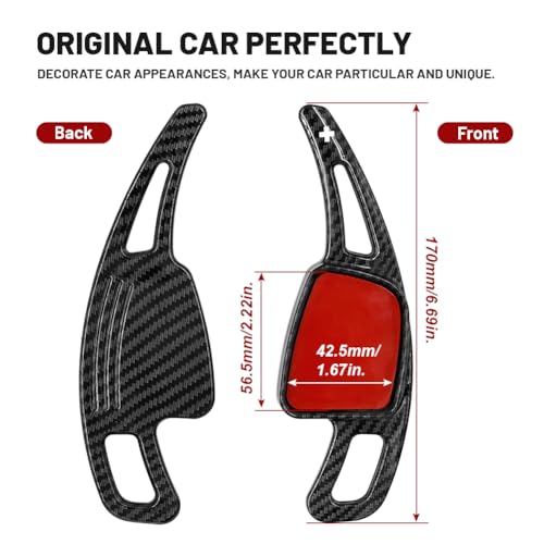 GZYF Paddle Shifter Extensions, Carbon Fiber Black Steering Wheel Shift for A3/S3/SQ7 2017-2020, A5/S5/Q5 2018-2021, Q2/Q7 2017-2021 - Image 2