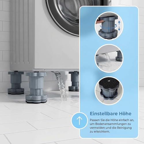 Hnonoxy 4 Stück Waschmaschine Schwingungsdämpfer,Universal Verstellbare Waschmaschine Fußpolster Rutschfester Stoßdämpfungs Waschmaschine Füße Pad für Trockner,Tisch,Möbel,Kühlschrank