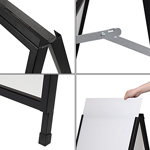 Gootue Heavy Duty Slide-In Folding A-Frame Sidewalk Sign 24X36 Inch Black Coated Steel Metal Double-Sided #TOP4