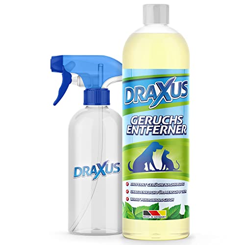 DRAXUS Geruchsentferner gegen Katzenurin und Hundeurin I Mikrobiologischer Geruchsneutralisierer inkl. Mischflasche I Ergibt bis zu 10 Liter Enzymreiniger Cover