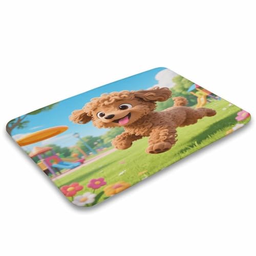 Alfombra de baño absorbente y esponjosa de cachorro jugando 5