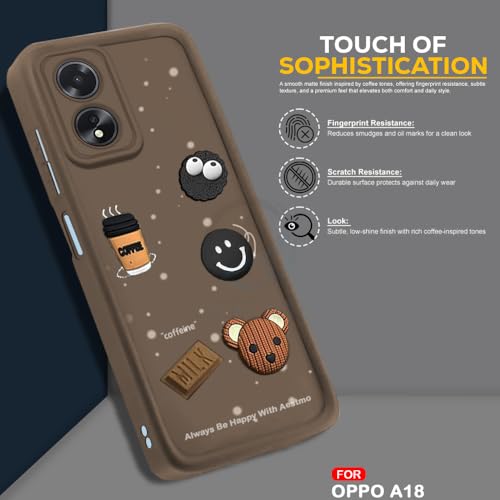 Image of AESTMO Back Case Cover for Oppo A18 / A38 Cover | Cute Fun Cartoon 3D Ball | Coffee Silicone Case | Full Body Protection | Camera Protection Back Cover for Oppo A18 / A38 (Brown)