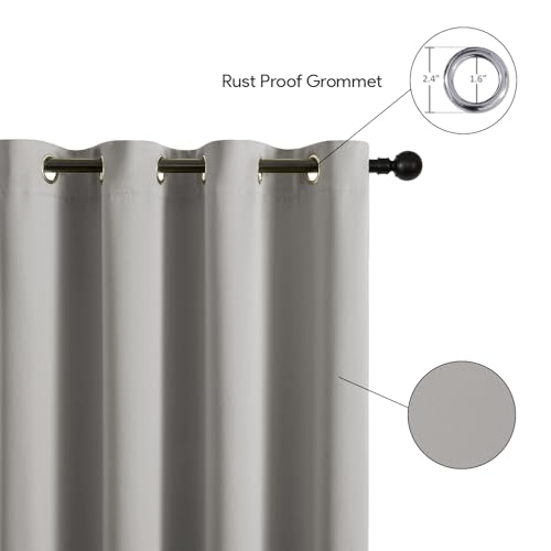 Image of LINENWALAS 100% True Blackout Solid Curtains for Window (5 Feet)-Set of 2|Matte Finish Complete Light Block|Thermal Insulated & Noise Reducing Room Darkening Curtains|UV Protection (Light Grey)