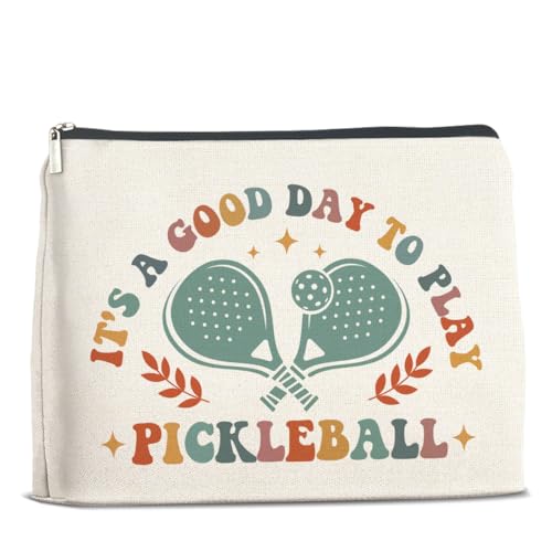 Makeup Bag Pickleball Gifts for Women, Pickleball Lover Gifts, It's a Good Day to Play Pickleball Cosmetic Bag Zipper Makeup Pouch