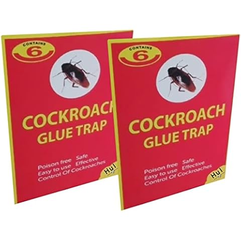 Hul 12 X COCKROACH INSECT PEST GLUE TRAPS - POISON FREE - PRE-BAITED - GLUE TRAPS (12) Cover