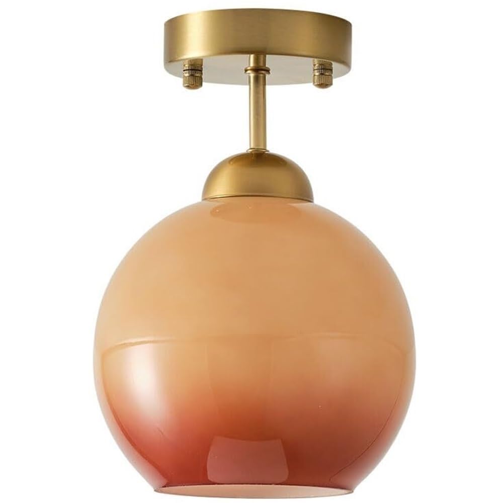 Lampe sphérique vintage japonaise aux finitions de laiton doré