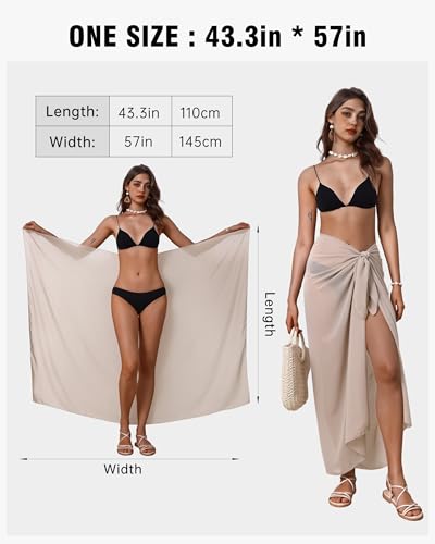 Image of Eicolorte Womens Beach Cover Up Chiffon Sheer Bikini Beach Swimsuit Coverup Sarong Pareo Wraps for Women