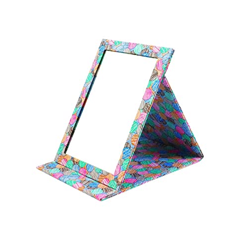 PNVXNUS Folding Travel Mirror - Crystal-Clear HD Vanity Mirror with Adjustable 90°/145° Stand, Ultra-Slim Leather-Covered Portable Makeup Mirror for Desk & On-The-Go (Multicolor)