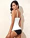 HEYTALALA Two Piece Tankini Swimsuits for Women Tummy Control Bathing Suits Black and White Tankini Tops with Bottoms Cutout Swimwear, XX-Large